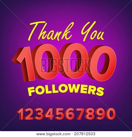 Vector Thanks Design Vector. Web User Celebrates Large Number Of Subscribers. Blogger Network Friends Snd Followers. Illustration