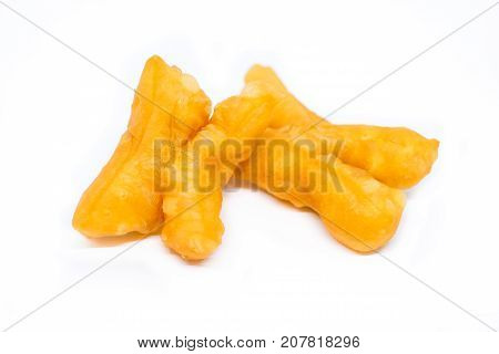 Homemade chinese bread stick (chinese donut or beh teung guai) isolated on white background.