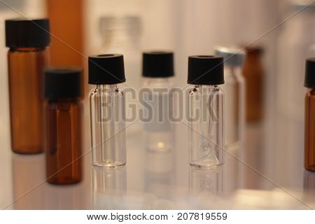 the Glasswares in laboratory ; selective focus