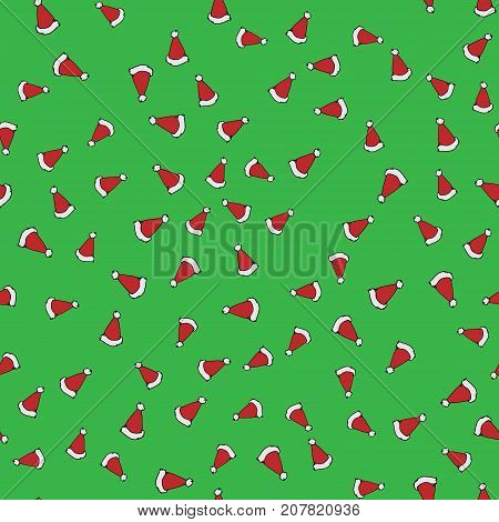 Red Santa Hats. Seamless Pattern.