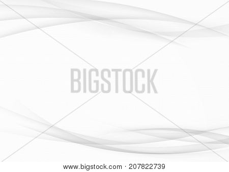 Futuristic beautiful grey white soft graphic swoosh background. Modern abstract acta certificate with mild smooth wave lines layout. Vector illustration