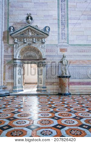 Pavia Italy - April 22 2011: The Charterhouse detail of the inside of the church