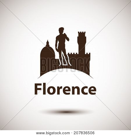 Florence silhouette icon, Detailed skyline with greatest landmarks. Travel to Italy concept.