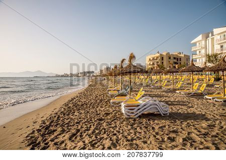Can Picafort, Majorca, Balearic islands, July 2017: Playa de Muro beach view