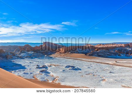 View on moon Valley and volcan Licancabur by San Pedro de Atacama in Chile