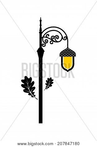 Acorn-lantern icon or logo in modern line style. Vector illustration on a white background