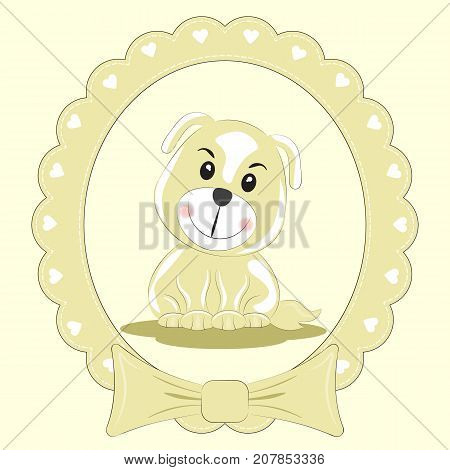 Greeting card cute cartoon dog  on a light background. Vector illustration