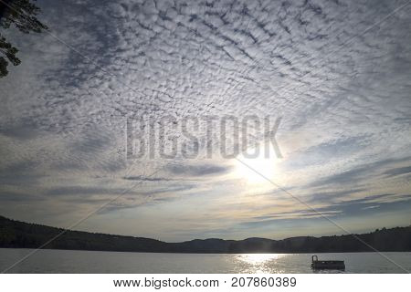 Altocumulus clouds over Squam Lake, New Hampshire