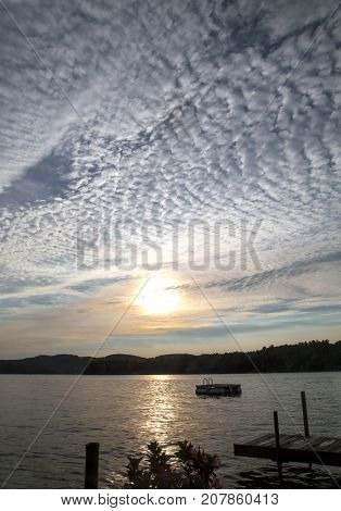 Setting sun at Squam Lake, New Hampshire