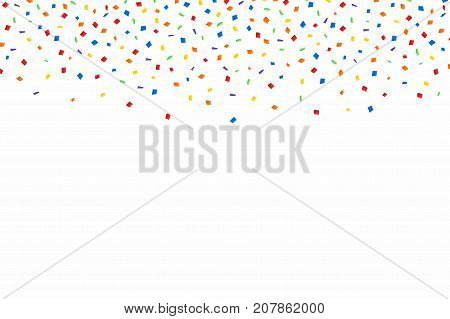 Colorful Confetti. Festive Background With Red, Golden And Blue Confetti. Falling Confetti Isolated
