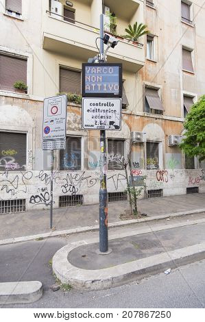 Italy Rome San Lorenzo and Porta Maggiore - 08 May 2016 - ZTL limited traffic not active in Rome
