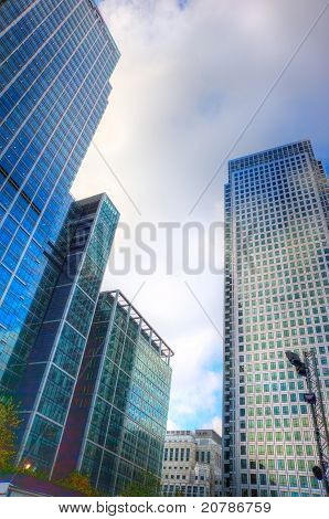 Grattacieli di Canary Wharf, London finanziarie e Bsiness distretto quarto
