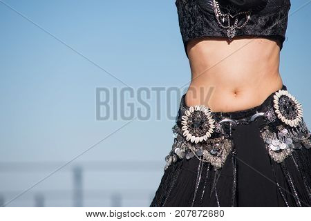 Beautiful belly dance movement. exotic female. perfect body lady.