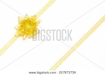 golden ribbon isolated on white background. bow