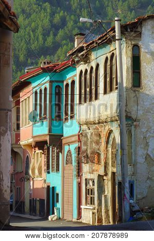 Ottoman style renovated street in Kutahya Turkey