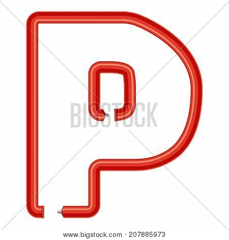 Letter p plastic tube icon. Cartoon illustration of letter p plastic tube vector icon for web
