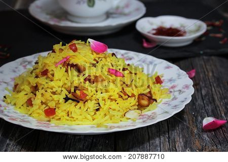 Indian sweet Saffron Rice / Zarda rice
