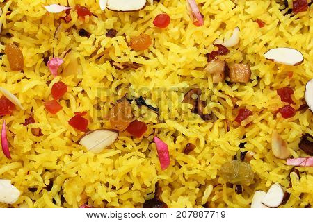 Indian sweet Saffron Rice / Zarda rice