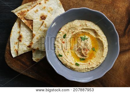 Hummus and Pita chips - An Arabic -Mediterranean Chickpea Tahina