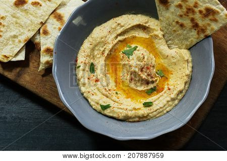 Hummus and Pita chips - An Arabic -Mediterranean Chickpea Tahina