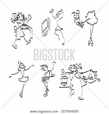 Doodle stickman collection. Illustration concept set. Vector image.