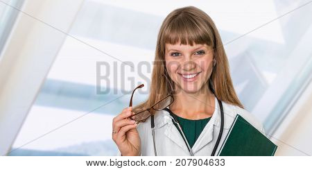 Portrait Of Successful Doctor With Stethoscope
