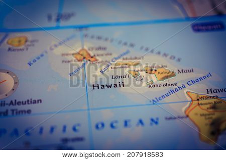 Vinnitsa Ukraine - August 25 2017: map of hawaii