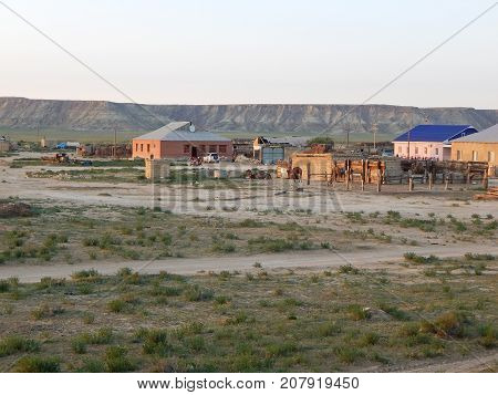 Steppe settlement. Kazakhstan. Mangistau region. In the Shetpe area.