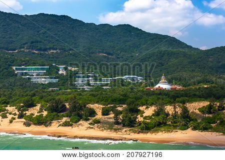 Nanshan Buddhist Cultural Park Sanya, Hainan Island, China. The coastline of Nanshan Buddhist Cultural Park