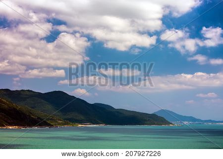 Nanshan Buddhist Cultural Park, Sanya, Hainan Island, China. The coastline of Nanshan Buddhist Cultural Park.