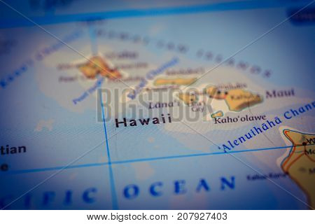 Vinnitsa Ukraine - August 25 2017: map of hawaii