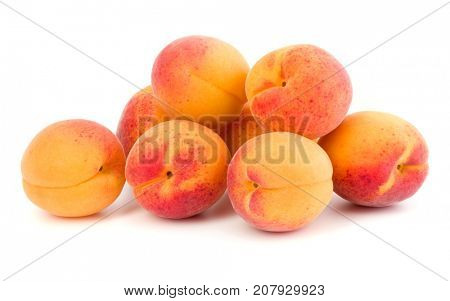 A bunch of apricot fruit isolated on white background cutout