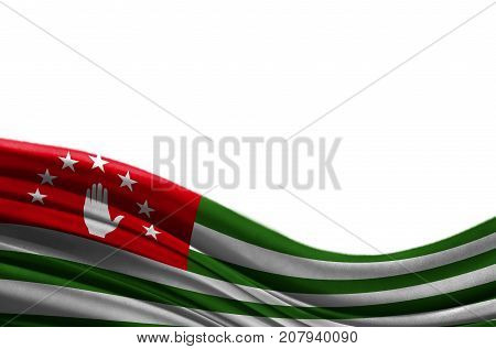 Grunge colorful flag Abkhazia with copyspace for your text or images,isolated on white background. Close up, fluttering downwind.