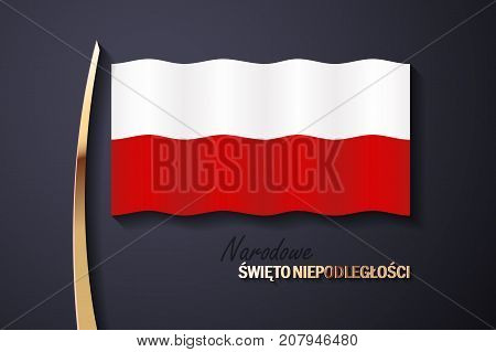 Vector Illustration for Independence Day of Poland with golden elements. Inscription in Polish: National Independence Day of Poland