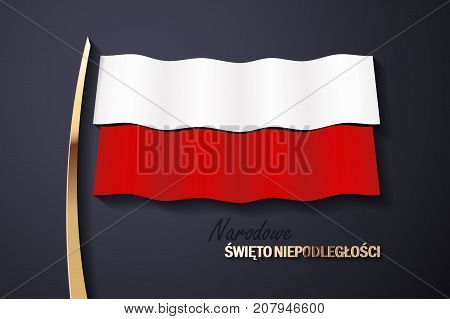 Vector Illustration for Independence Day of Poland with golden elements. Inscription in Polish: National Independence Day of Poland