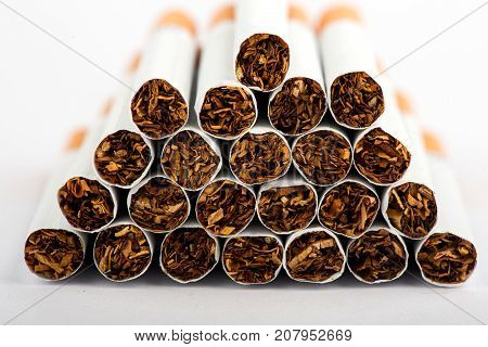 cigarette, cigarette on white background, pack of cigarettes, close-up of a cigarette