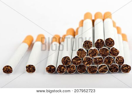 cigarette, cigarette on white background, pack of cigarettes, close-up of a cigarette
