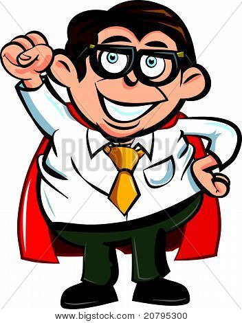 Uomo d'affari supereroe dei cartoni animati