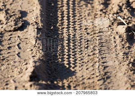 trace of the tire tread . Photo of abstract background