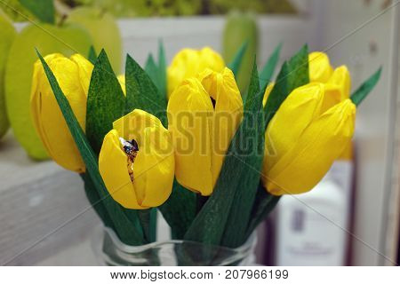 Handmade process craft from paper beautiful flowers