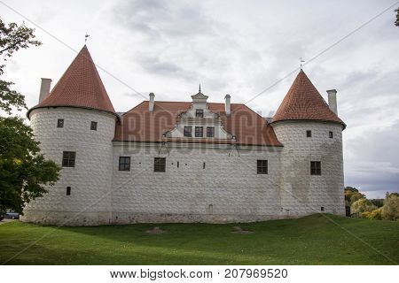 Livonia Order Castle was built in the middle of the 15th century. Bauska Latvia in autumn. Bauska castle.