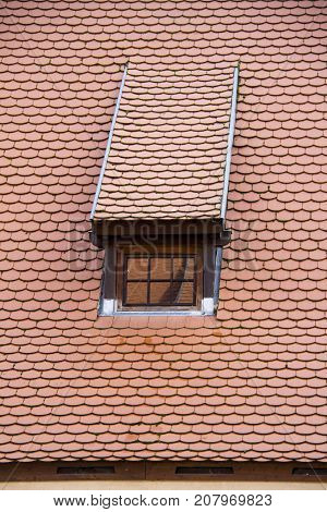 interior and exterior dietails roof window of the Livonia Order Castle was built in the middle of the 15th century. Bauska Latvia