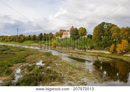 Livonia Order Castle was built in the middle of the 15th century. Bauska Latvia in autumn