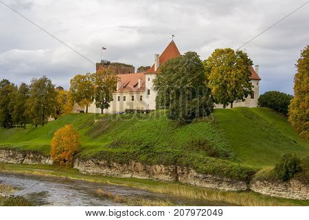 Livonia Order Castle was built in the middle of the 15th century. Bauska Latvia in autumn