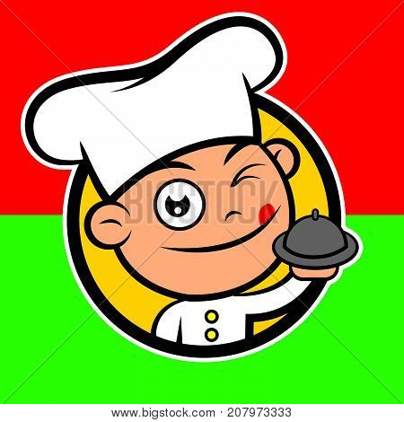 Cartoon cute chef character vector illustration logo