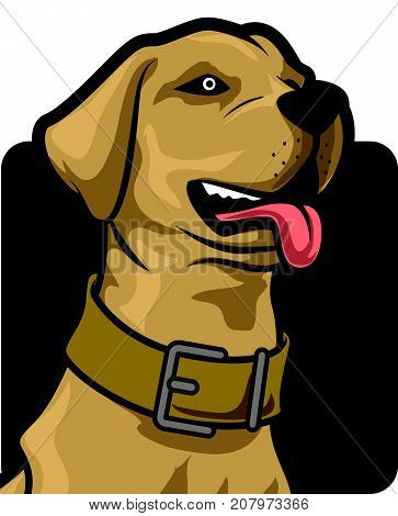 Friendly dog illustration with dark background, vector illustration