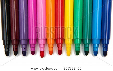 colored markers school design isolated on white background
