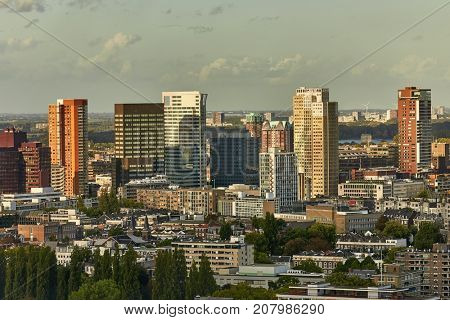 Rotterdam city center high angle view