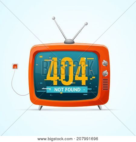 Retro TV Not Found Broadcasting Concept Glitch Style Television Display Problem and Glitched Geometric Line Dynamic Element. Vector illustration