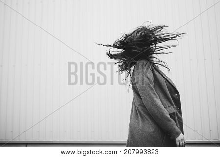 Portrait Of Stylish Modern Young Curly Woman